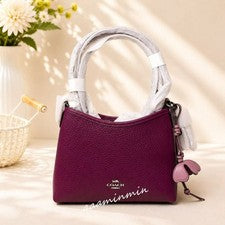 Bolso de hombro pequeño Coach Laurel con dije de flores CCF15 ciruela/jasmisi/plateado nuevo con etiquetas