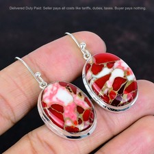Pendientes de plata esterlina 925 Kingman rojo mohave cobre turquesa piedra joyería