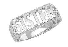 Anillo Hermana Plata Esterlina - TODOS LOS TAMAÑOS ~ Plata Esterlina 925 Real
