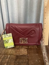 Bolso Bandolera/Clutch Badgley Mischka Para Mujer Pequeño Plisado • Granate • NUEVO ($89)
