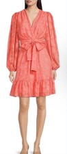 Vestido para mujer Alex Marie coral manga larga cintura corbata cuello en capas talla 8 precio de venta sugerido por el