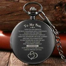 Nuevos relojes de bolsillo analógicos de cuarzo "To My Son" negros lisos "To My Son" animan nuevos