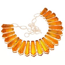 Collar de piedras preciosas con forma de lápiz de topacio citrino hecho a mano joyería de regalo de Navidad 18"
