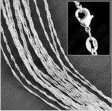 Venta al por mayor 10X 16-30" Joyería 925 Chapado en Plata Onda de Agua Cadena Collar Colgante