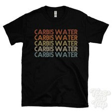 CAMISETA ESTILO RETRO REPETIDA CARBIS WATER para hombre y mujer Reino Unido top name regalo