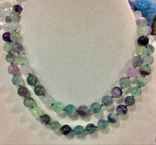 Collar Joyería Cuentas Gemas Redondas Natural Multicolor Fluorita 6/8/10mm 14-36""
