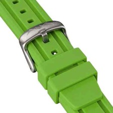 Correa de reloj de silicona luminosa, que brilla en la oscuridad, hebilla plateada 22 mm-(verde)