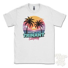 CAMISETA TRINANT CAERPHILLY - Retro Estilo Miami Divertida Parodia de Verano Reino Unido