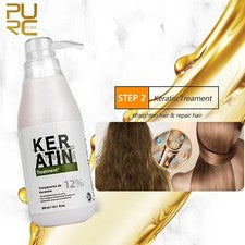 Tratamiento capilar de queratina alisado suavizante cabello rizado frizz cuidado reparador en seco