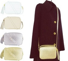 Bandolera de cuero italiano, bolso de cuero para cámara para mujer - (colores más claros)