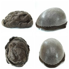 Sistema de reemplazo de cabello humano para hombre peluca mediana poli piel toupee peluca OS27SKV