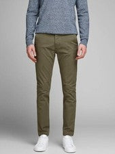 Pantalones Chinos Jack & Jones Para Hombres Modernos Informales Alta Gama Moda Oliva Talla EU 38x32
