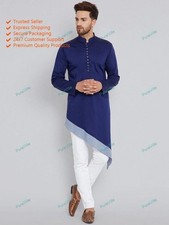 Ropa India Moda Camisa Para Hombre Corto Kurta Algodón Tradicional Vestido Kurta