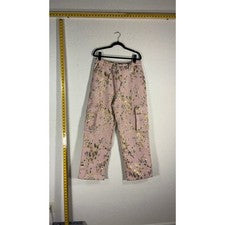 Moda Nova Hombres Sueltos Florecientes Pantalones de Carga Rosa Floral Tapiz 32 FNM482539