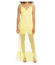 Nuevo Maxi Vestido Solero Bellevue The Label Estela Para Mujer Talla L Transparente Punto Suizo
