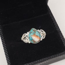 Anillo de plata de ley 925 con piedras preciosas de ostra espinosa hecho a mano joyas todas las tallas para mujer