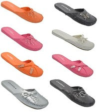 MUJER DESLIZADORES PLANOS SIN CORDONES INFORMALES PLAYA MULAS VERANO SANDALIAS PANTUFLAS TALLA