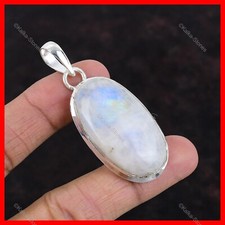 Oferta de San Valentín Arco Iris Piedra Lunar Piedra Preciosa Plata Esterlina Étnica Madre Colgante