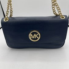 Bolso Bandolera MICHAEL KORS Logo MK Cuero Azul Marino Para Mujer Nuevo sin Etiquetas