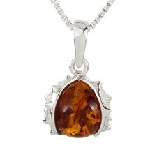 COLGANTE CONKER MIEL ÁMBAR BÁLTICO CASTAÑO DE INDIAS PLATA ESTERLINA NUEVO CON CAJA