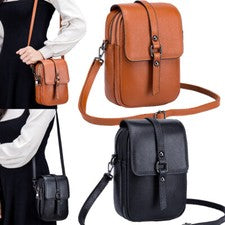 Bolsos bandolera pequeños para teléfono de cuero genuino de gran capacidad para mujer