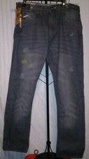 WORIOR FASHION JEANS PARA HOMBRE TALLA 34 x 30 REG FIT Gris Distress 100% ALGODÓN NUEVOS CON ETIQUETAS