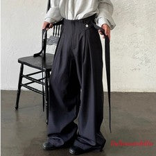 Pantalones japoneses sueltos de pierna ancha estilo callejero para hombre pantalones informales unisex