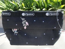 Bolso de Cosméticos LeSportSac Pequeño Sloan Bordado Flor Atrapasueños, Negro Nuevo con Etiquetas