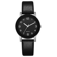 Relojes de pulsera de cuarzo analógicos informales de cuero negro para mujer regalo