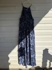 Maxi Vestido Ann LOFT Taylor Azul Marino Floral Estilo Halter Talla Pequeña Para Mujer’s