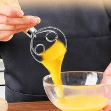 ¡Batidor de masa danés de acero inoxidable con mango de madera para hornear perfectamente!