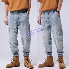 Moda Para Hombres Mono Denim Pantalones Rectos Jeans Bolsillo Japonés Informal Pantalones