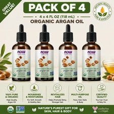 Aceite de argán orgánico NOW Foods 4 fl oz paquete de 4