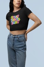Camiseta corta colorida inspiradora para mujer, top de moda de verano, camiseta motivacional
