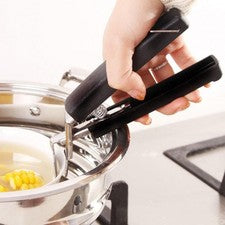 Pinzas de tazón negro con clip aparatos utensilios de cocina abrazaderas de olla mango antiquemaduras