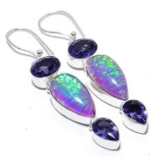 Pendiente de joyería de plata esterlina 925 con piedras preciosas de...