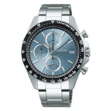 SEIKO SBTR029 Azul Claro Cronógrafo Reloj Hombres Plata Japón Nuevo