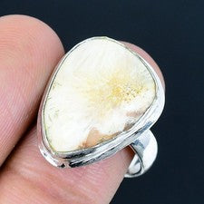 Scolecita piedras preciosas hechas a mano 925 anillo de joyería de plata este...