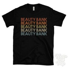 CAMISETA ESTILO RETRO REPETIDA BEAUTY BANK para hombre y mujer Reino Unido top name regalo