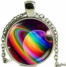 Arco Iris Tierra Universo Colgante LGBT Lesbiana Gay Trans Collar Joyería
