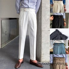 Retro Nápoles Pantalones Hombres Rectos Cintura Alta Pantalones Formales Traje Pantalones Informales Lo último