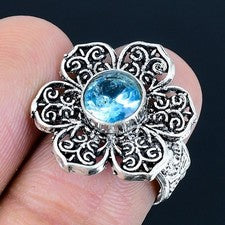 Anillo de joyería de plata esterlina 925 hecho a mano con piedras preciosas...