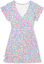 Vestido sin mangas para mujer - Mini vestido floral estampado - Grande - Azul rosa brillante