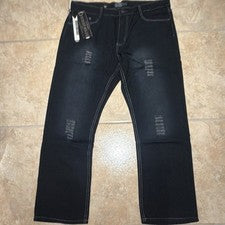 Pantalones de mezclilla rectos Street Rules para hombre negros desgastados regulares 38x30