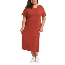 Vestido midi para mujer Jessica Simpson manga corta naranja bolsillo camiseta mediana (8-10)