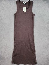 Vestido Magaschoni para mujer mediano chocolate acanalado cuello en V sin mangas ceñido al cuerpo nuevo con etiquetas