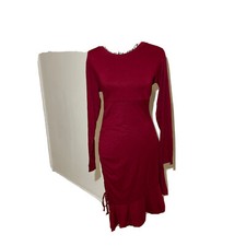 Nuevo vestido para mujer Glory Star talla XL rojo oscuro corbata lateral reunión asimétrico