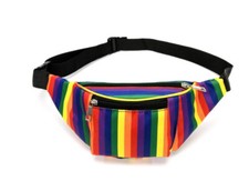 Riñonera Retro Unisex Arco Iris Orgullo Gay Estampado a Rayas Patrón Festival Camping