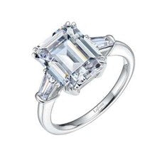 *NUEVO* Anillo de compromiso clásico de tres piedras de plata esterlina con platino