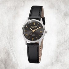 Regent Reloj De Cuero Para Damas F-1308 Reloj De Cuarzo Pulsera Negra UR2113417